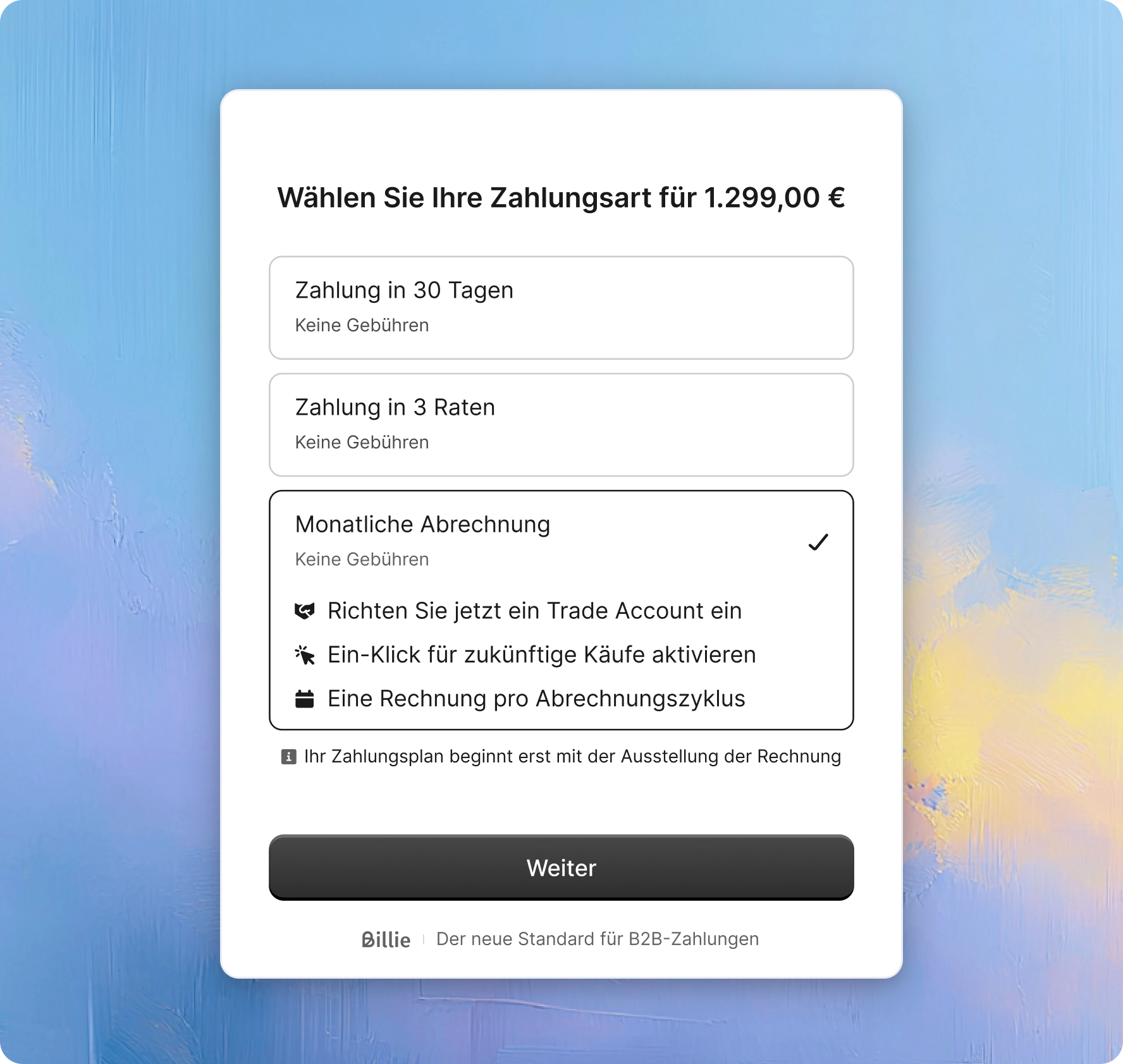 B2B-Zahlungen-Billie-Trade-Account